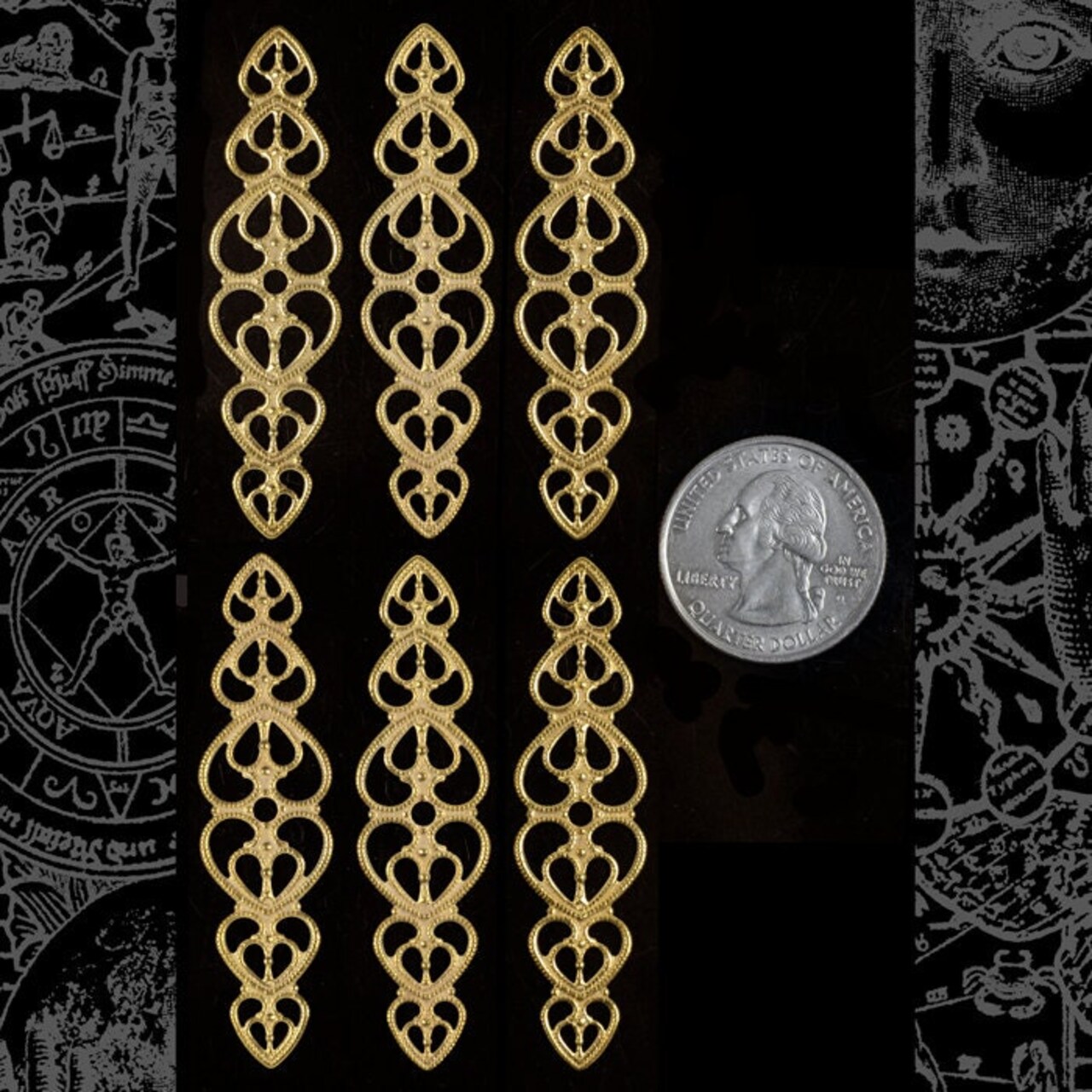 Raw Brass Cut Out Heart Ring Blank Wraps - Set of Six - B-W22